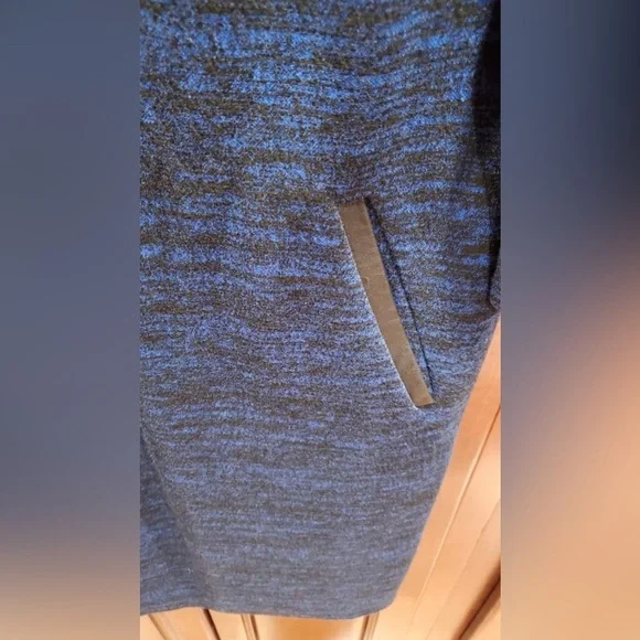 NWT Chico’s Faux Leather Trim Jacquard Blue Long Sleeve Dress Sz S/ Chicos Sz 0 - Picture 4 of 9